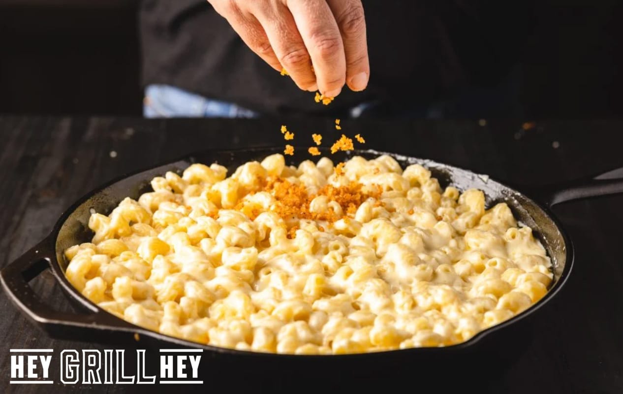 You can add lots of creative ingredients to the Smoked Mac and Cheese recipe from Susie Bulloch of Hey Grill Hey